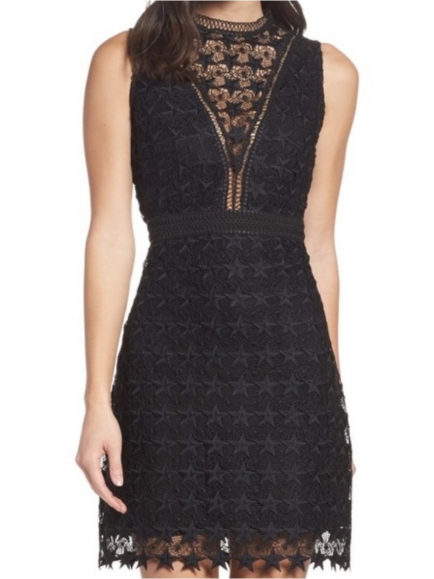 Sam Edleman Blk Lace Hi Neck Dress